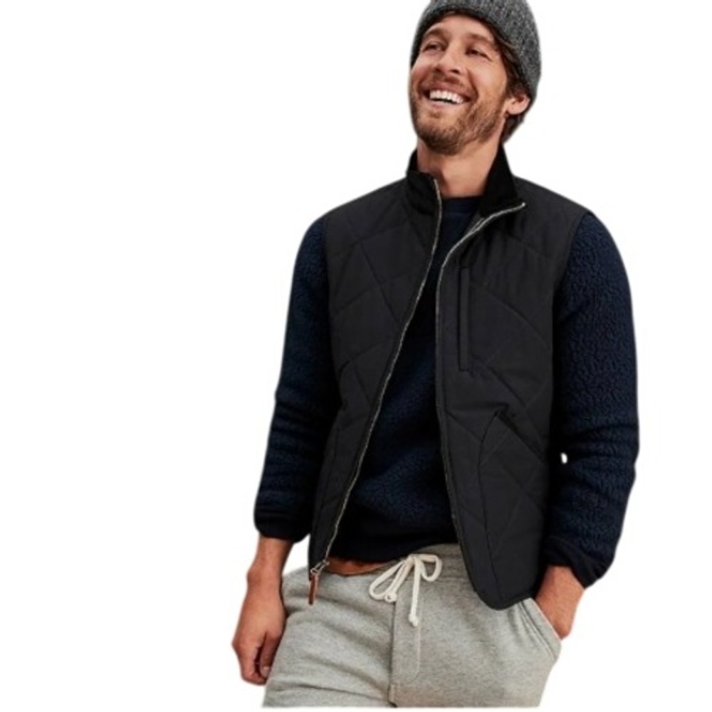 J Crew‎ Quilted Vest Black Puffer Diamond Sussex Classic Preppy Gorpcore Warm M